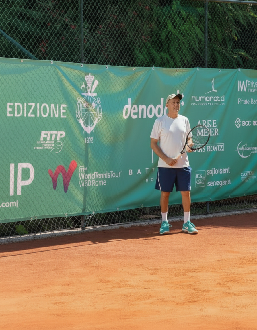ITF and WTA tennis coach Geoffroy Dupuis at a professional tournament in Rome
